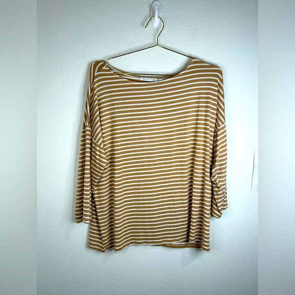 Notations Women’s 1X Striped 3/4 Sleeve Top – Casual, Stretch, Plus Size Comfort - Picture 2 of 7